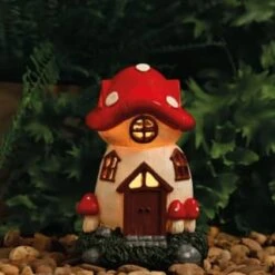 B&M Assorted Mushroom House Ornament With Glowing Solar Light -Garden Furniture Sales 393429 mushroom house ornament with glowing solar light 5
