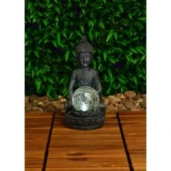 B&M Assorted Sitting Solar Buddha Garden Ornament 13 B&M Assorted Sitting Solar Buddha Garden Ornament -Garden Furniture Sales 393441 sitting buddha garden ornament with solar crackle ball