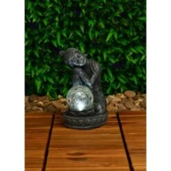 B&M Assorted Sitting Solar Buddha Garden Ornament 15 B&M Assorted Sitting Solar Buddha Garden Ornament -Garden Furniture Sales 393441 sitting buddha garden ornament with solar crackle ball 3