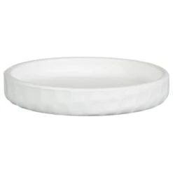B&M White Ceramic Planter With Base Plate -Garden Furniture Sales 393651 white ceramic planter with base plate