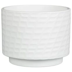 B&M White Ceramic Planter With Base Plate -Garden Furniture Sales 393651 white ceramic planter with base plate 4