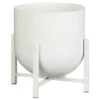 B&M White Metal Planter On Stand -Garden Furniture Sales 393654 white metal planter on stand
