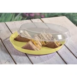 B&M Food Tray With Clear Lid - Yellow -Garden Furniture Sales 394984 food tray with clear lid yellow