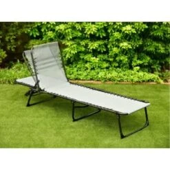 Dakota Premium 3 Position Folding Relaxer Bed - Grey -Garden Furniture Sales 395732 dakota premium 3 position folding relaxer bed